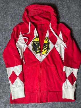 Welovefine Mighty Morphin Power Rangers Red Ranger Full Zip Costume Hoodie Small